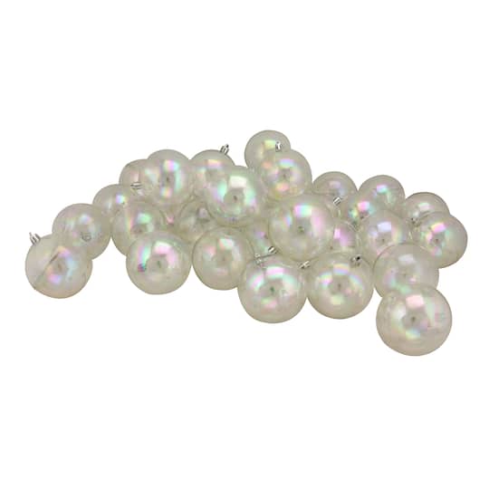 32ct. 3.5&#x22; Clear Iridescent Shatterproof Shiny Christmas Ball Ornaments